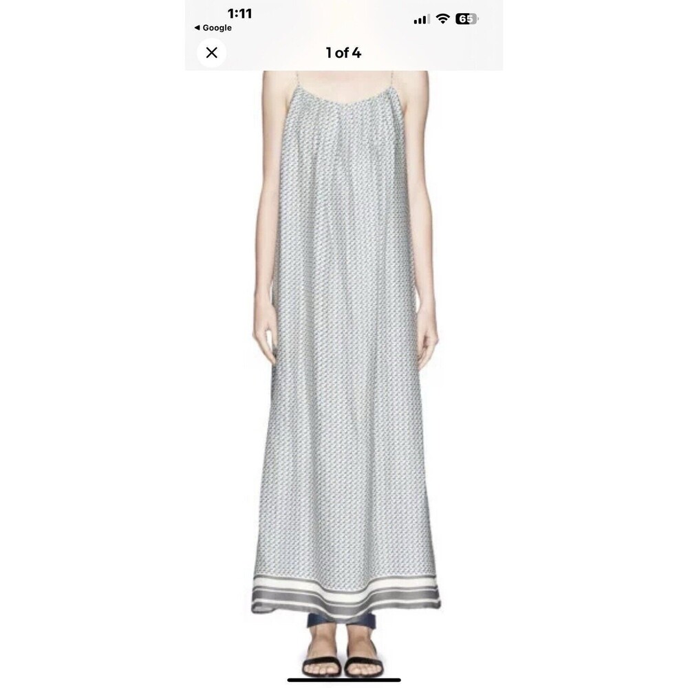 Vince 100% Silk Large Maxi Dress Sphagetti Straps Sleeveless Whimsical Sz medium